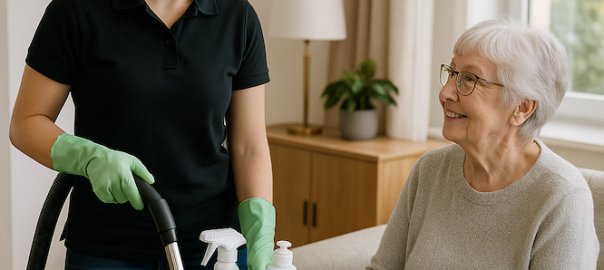 Pensionär får professionell städhjälp av städfirma i hemmet – rut-avdrag gör flyttstädning och hemstädning prisvärd och trygg för äldre kunder